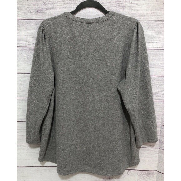 Liz Claiborne Women’s Split Crewneck 3/4 Sleeve Gray Metallic Fabric ￼Sz XL EUC - Picture 4 of 6